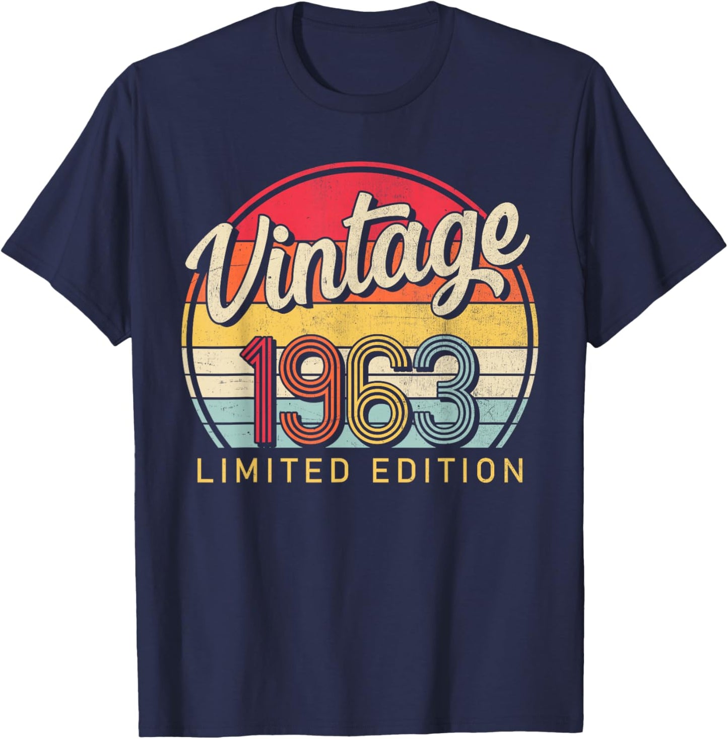 Limited Edition Retro Style 60's Born Vintage 1963 Birthday T-Shirt - T-Shirt | Navy