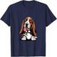 Cute Long Ear Drawing Graphic Style Cartoon Pet Basset Hound T-Shirt - T-Shirt | Navy