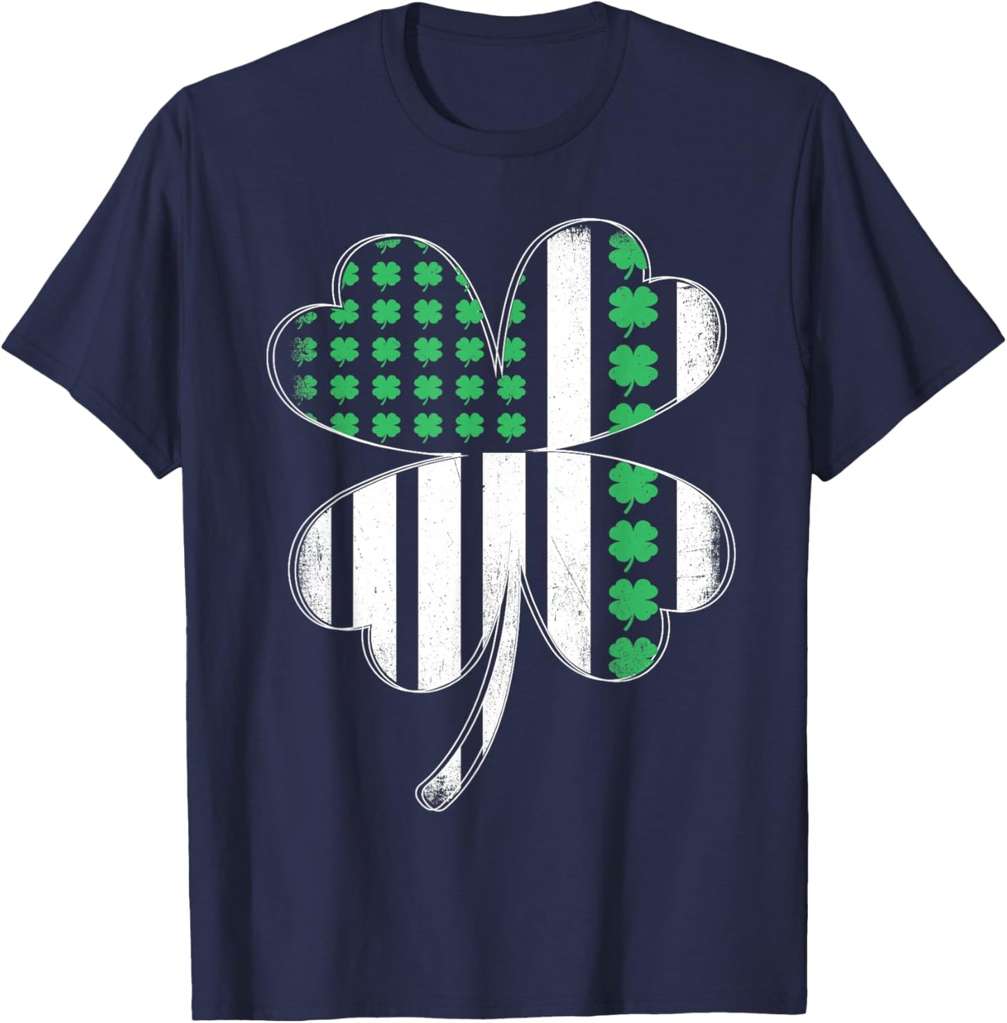 St Patricks Day American Flag Shamrock Irish Men Women Kids T-Shirt - T-Shirt | Navy