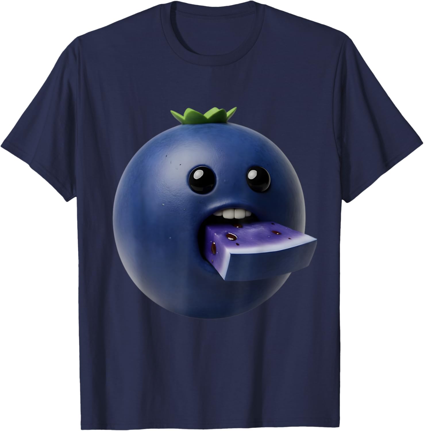 Niche Fruits Funny Blueberry Meme Brainrot Surreal T-Shirt - T-Shirt | Navy