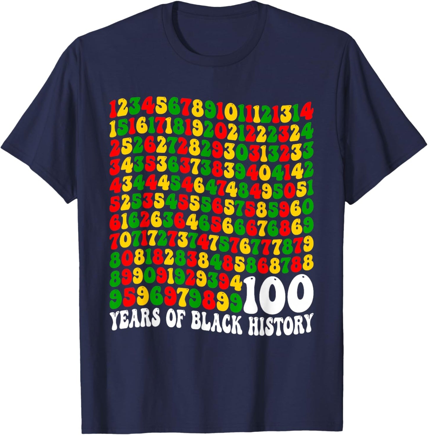 100 Years of Black History Pride African Heritage Teacher T-Shirt - T-Shirt | Navy