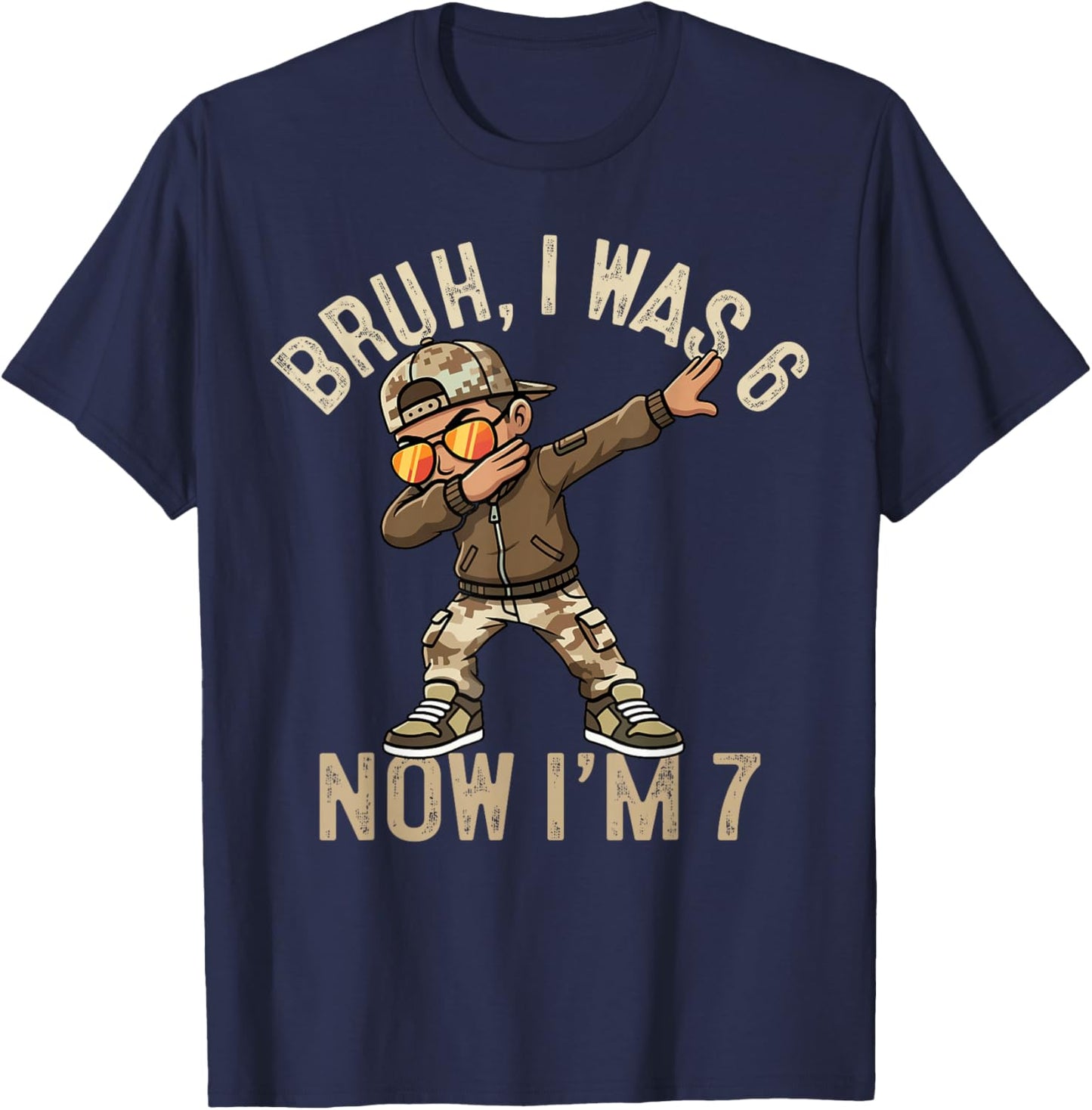 I was 6 Now I'm 7 Year Old 7th Birthday 67 Dabbing Boys Kids T-Shirt - T-Shirt | Navy