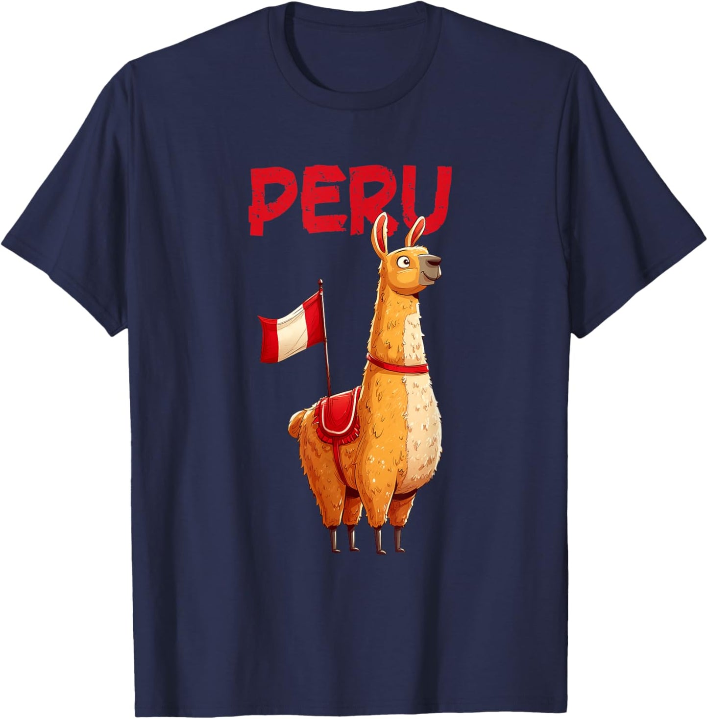 Pretty Llama with Peru Flag Costume T-Shirt - T-Shirt | Navy