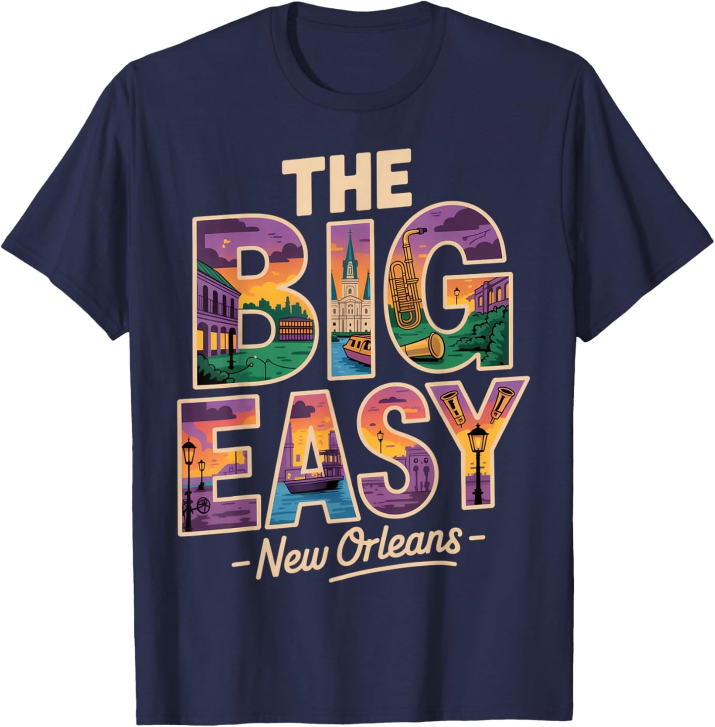The Big Easy New Orleans Vintage T-Shirt - T-Shirt | Navy