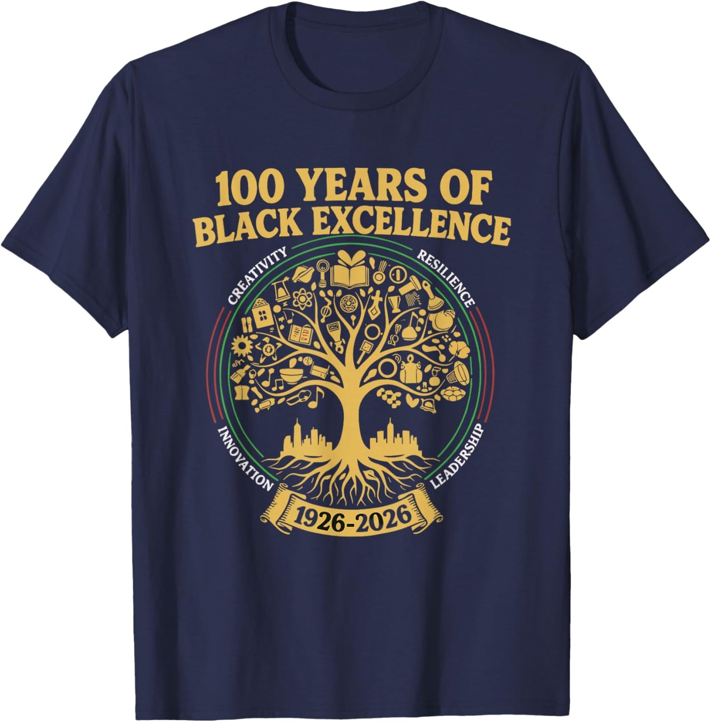 100 Years of Black Excellence Black History Month T-Shirt - T-Shirt | Navy