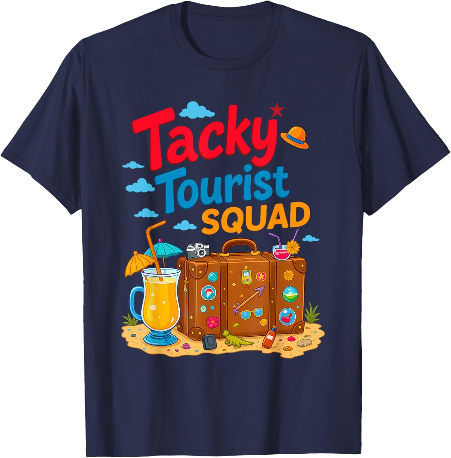 Tacky Tourist Squad Outfit Tacky Tourist Costume Idea Tacky T-Shirt - T-Shirt | Navy