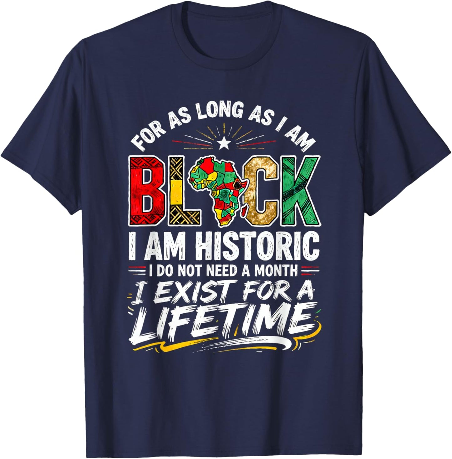 for As LongAs I Am Black Historic Lifetime African Quote T-Shirt - T-Shirt | Navy