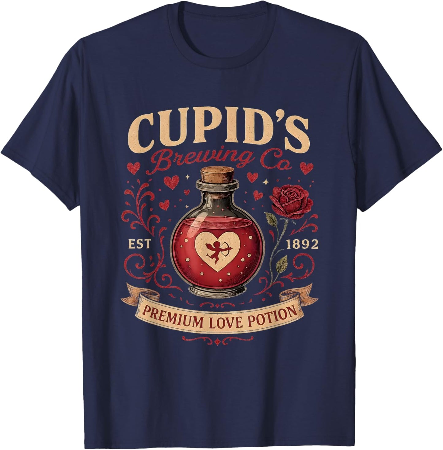 Retro Trendy Valentine Funny Even Cupid Need A Margarita T-Shirt - T-Shirt | Navy