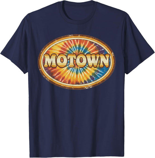 Motown Groovy 60s 70s Tie Dye Detroit Music Vintage Inspired T-Shirt - T-Shirt | Navy