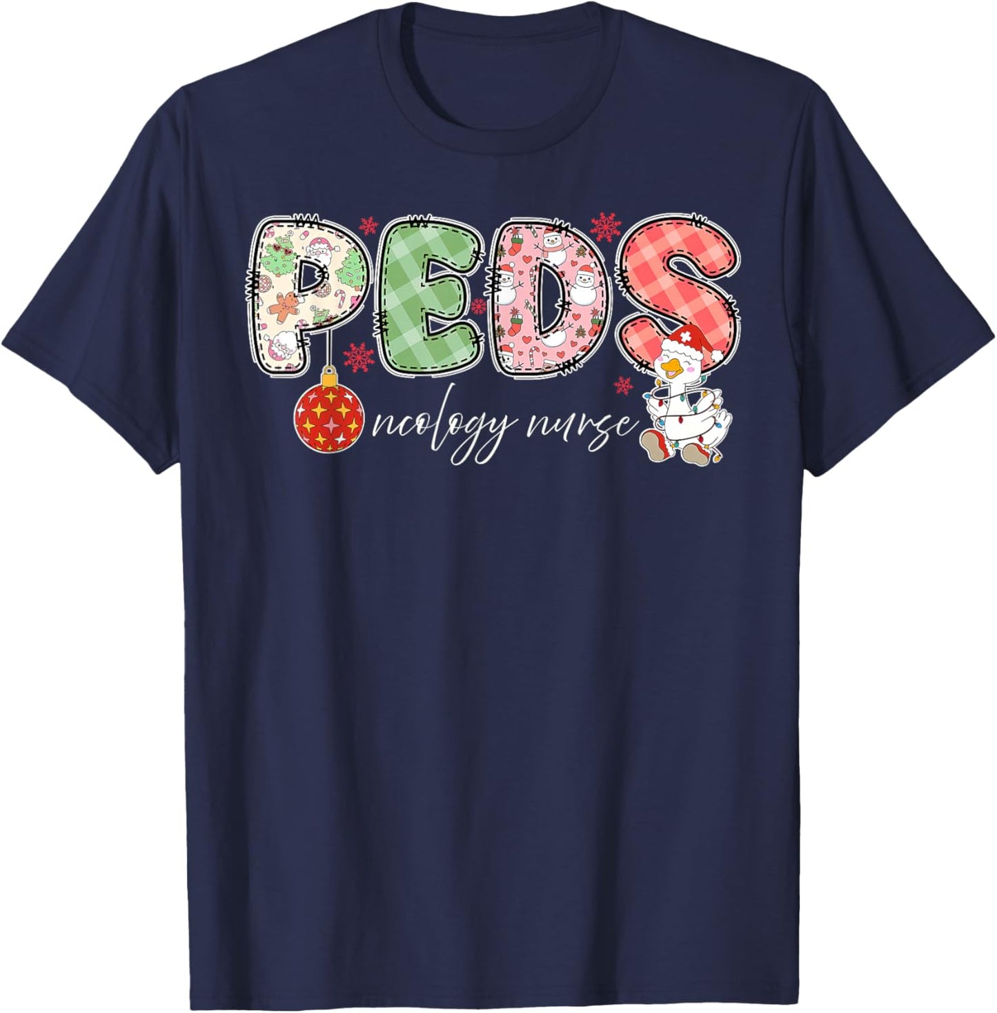 PEDS Oncology Nurse Silly Goose Christmas Pediatric Hem Onc T-Shirt - T-Shirt | Navy