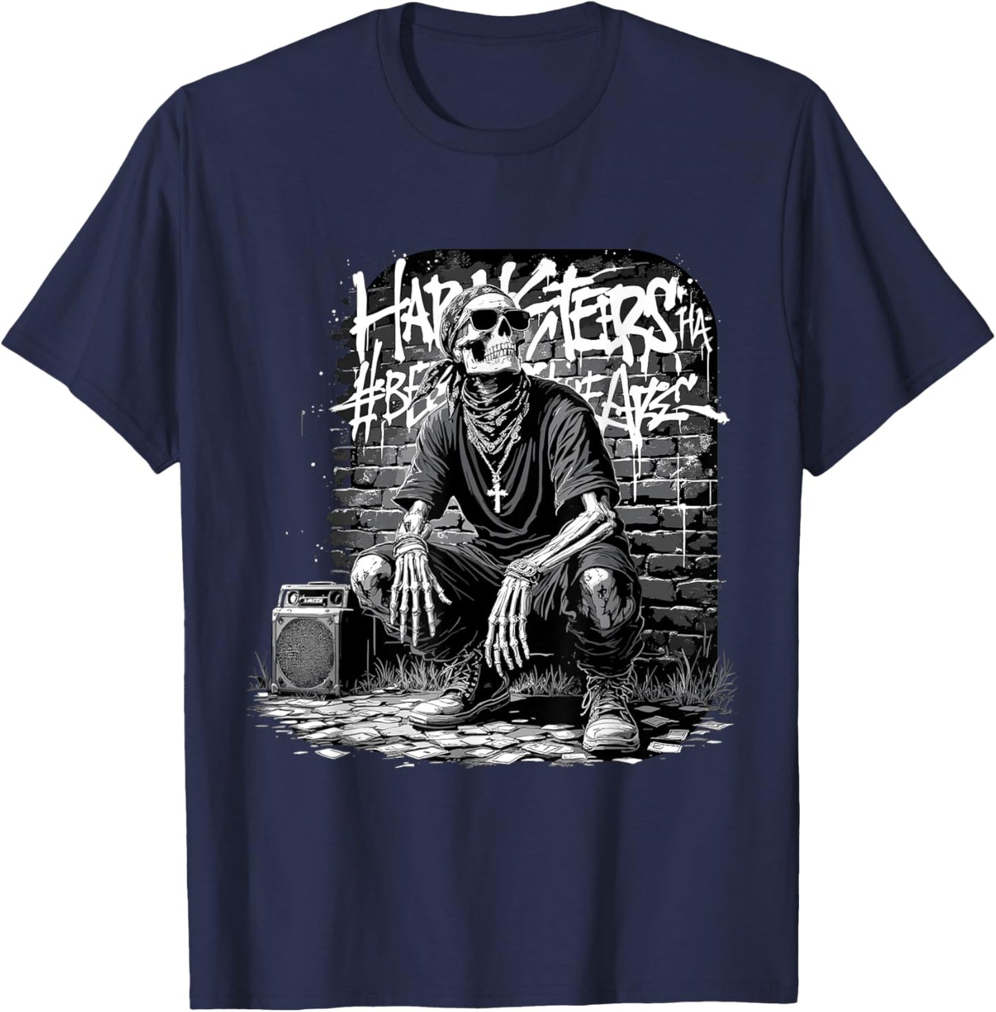 Chicano Cholo Graffiti Style Barrio Vibes T-Shirt - T-Shirt | Navy