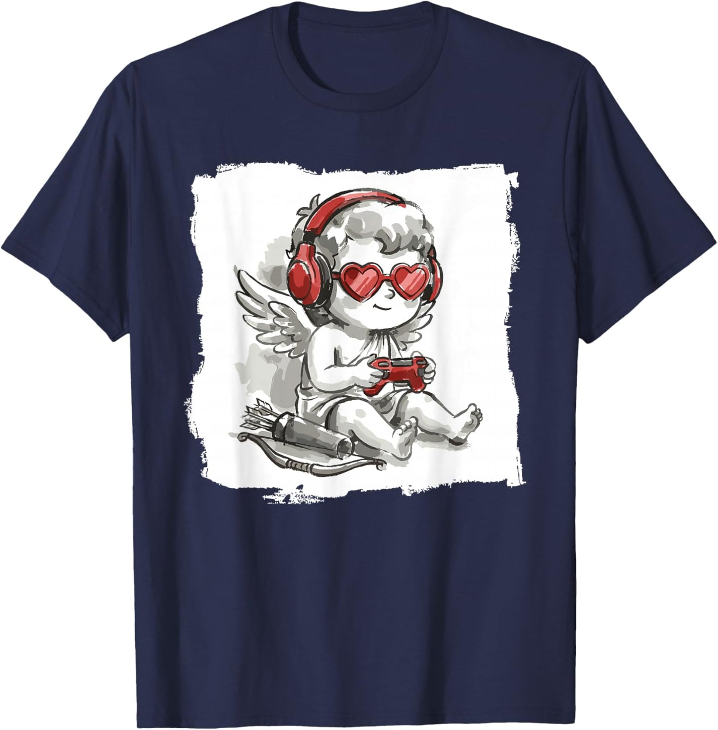 Video Games Cupid Gamer Funny St. Valentine's Day T-Shirt - T-Shirt | Navy