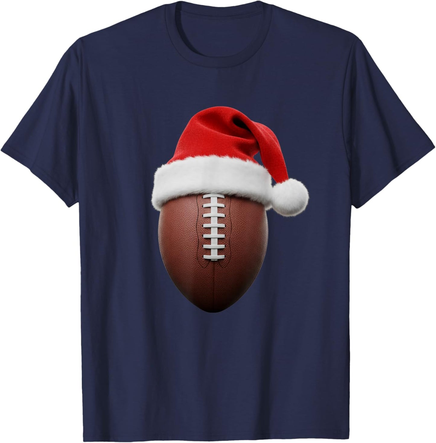 Football Christmas Hat Funny Holiday Sports T-Shirt - T-Shirt | Navy