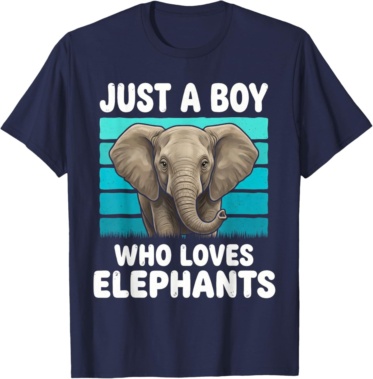 Just a Boy Who Loves Elephants Funny Elephant Lover Kid Boys T-Shirt - T-Shirt | Navy