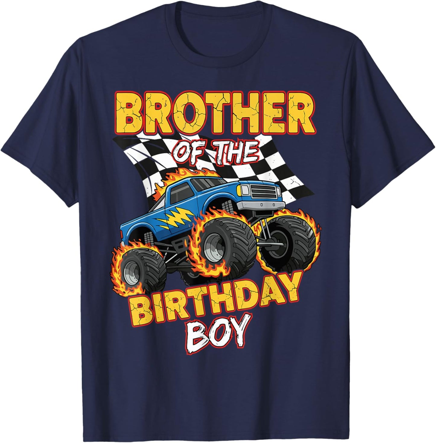 Brother of The Birthday Boy Monster Truck Birthday Family T-Shirt - T-Shirt | Navy