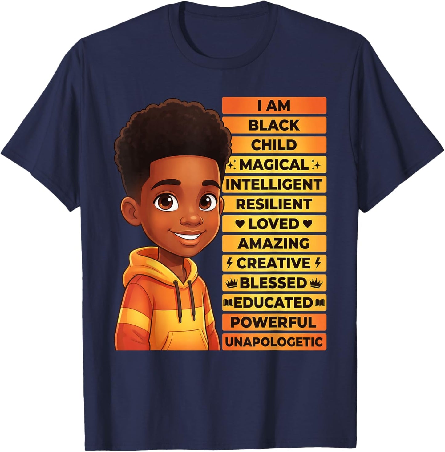 I'm Black History Month Shirt Boys Kids African American T-Shirt - T-Shirt | Navy