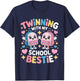 Twinning with My School Bestie Cute Matching Friend Twin Day T-Shirt - T-Shirt | Navy