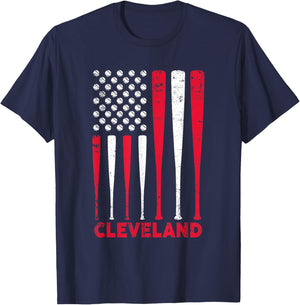 Cleveland Flag Vintage Baseball Gift Women Kids T-Shirt - T-Shirt | Navy