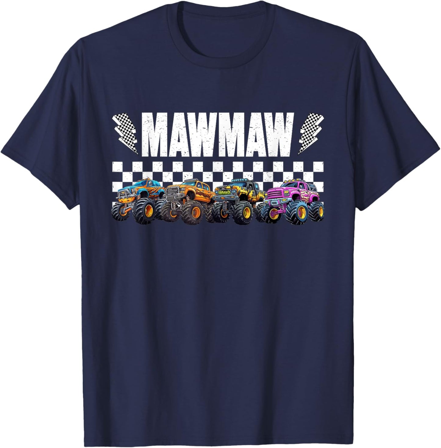 Mawmaw Retro Monster Truck Family Crew Birthday Matching T-Shirt - T-Shirt | Navy