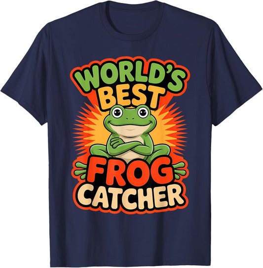 World’s Best Frog Catcher Funny Frog T-Shirt - T-Shirt | Navy