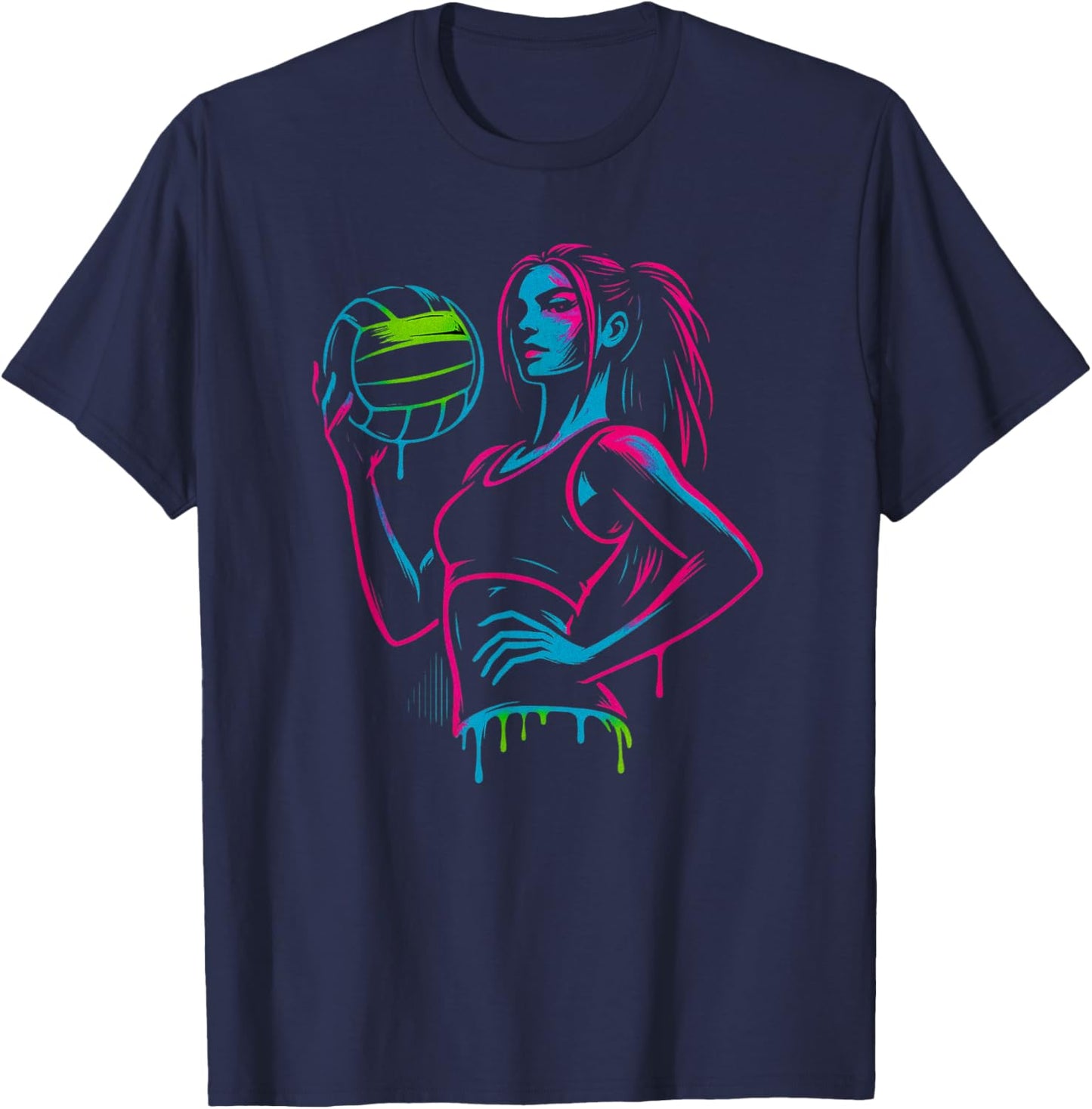 Volleyball Girl Drip Style Athlete Proud Player Artwork T-Shirt - T-Shirt | Navy
