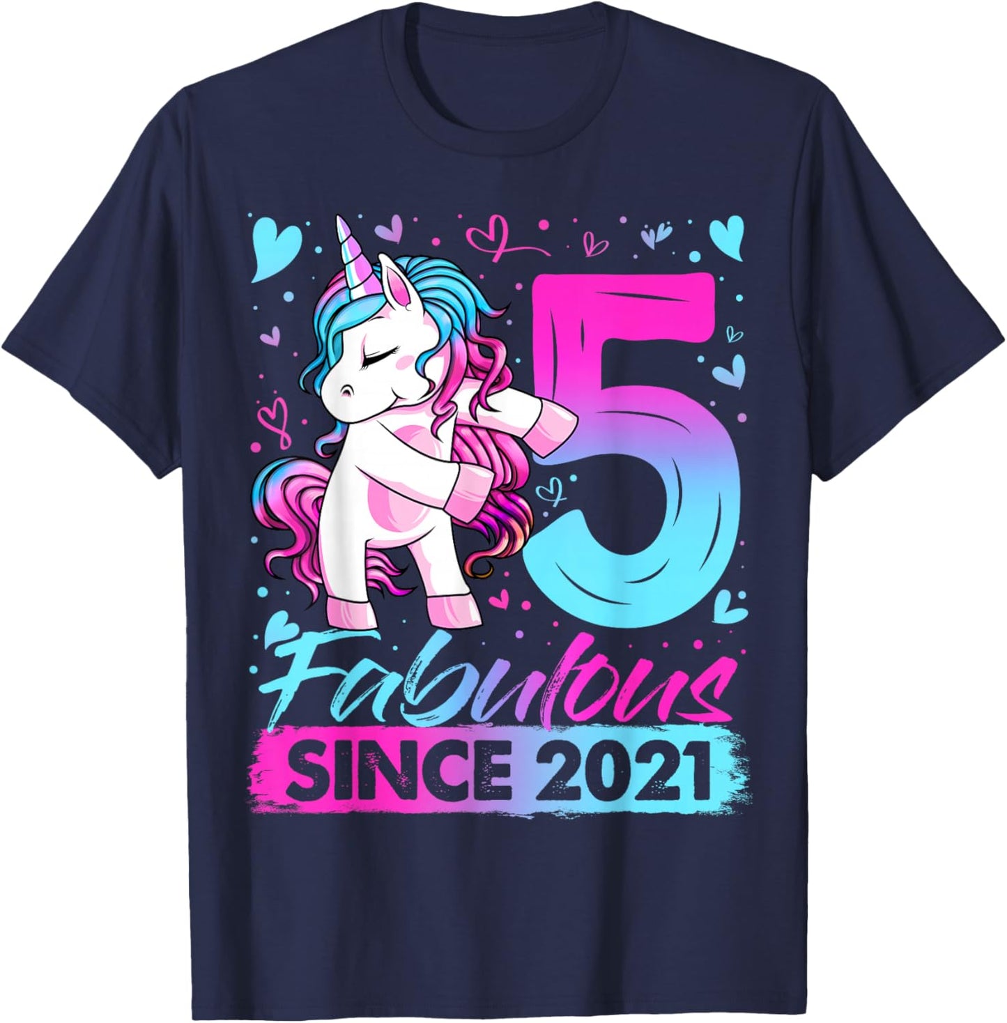 5th Birthday Shirt Girl 5 Year Old Gifts 5 Birthday Girl T-Shirt - T-Shirt | Navy