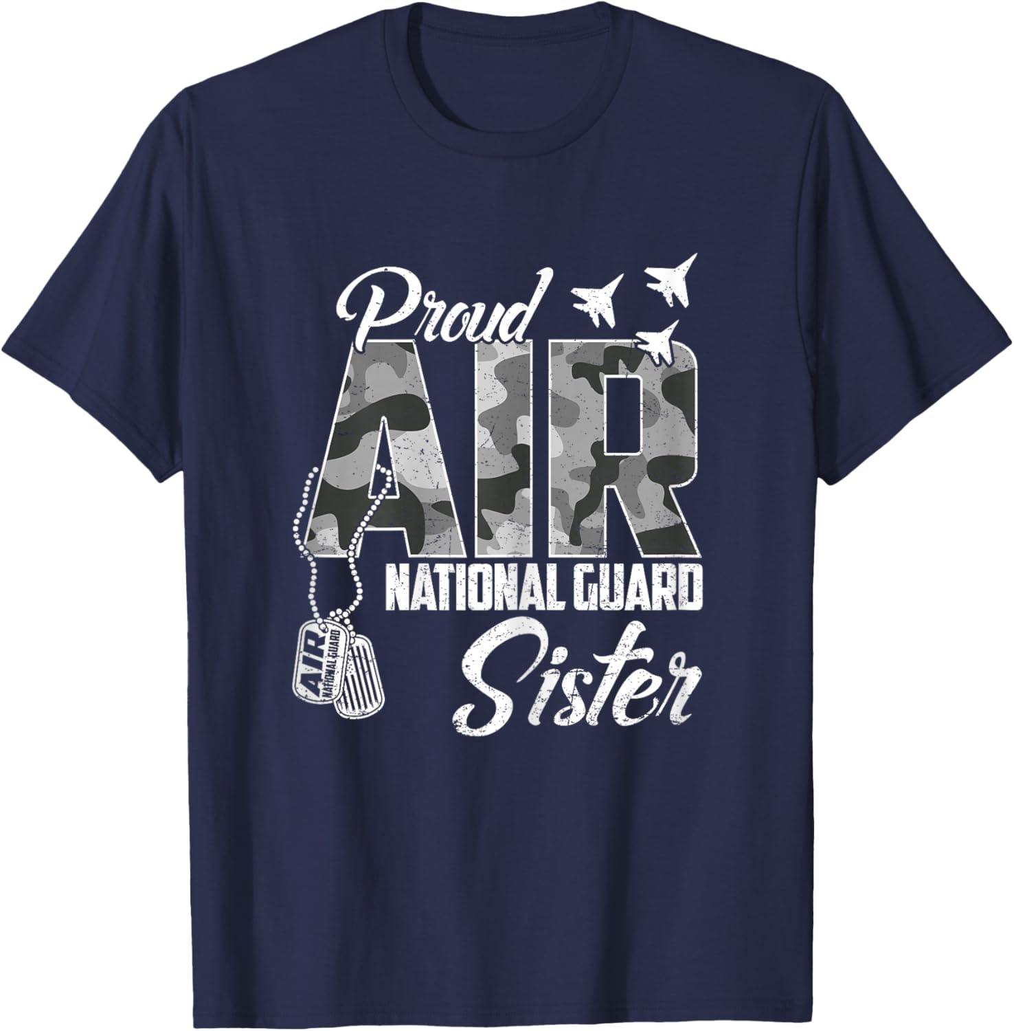 Proud Air National Guard Sister US Camo Family Matching T-Shirt - T-Shirt | Navy