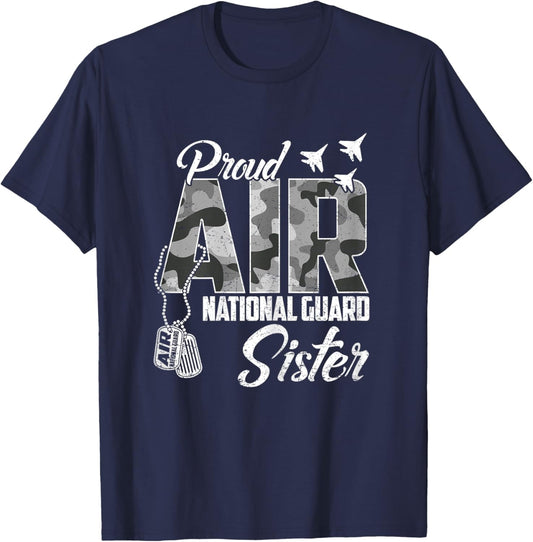 Proud Air National Guard Sister US Camo Family Matching T-Shirt - T-Shirt | Navy