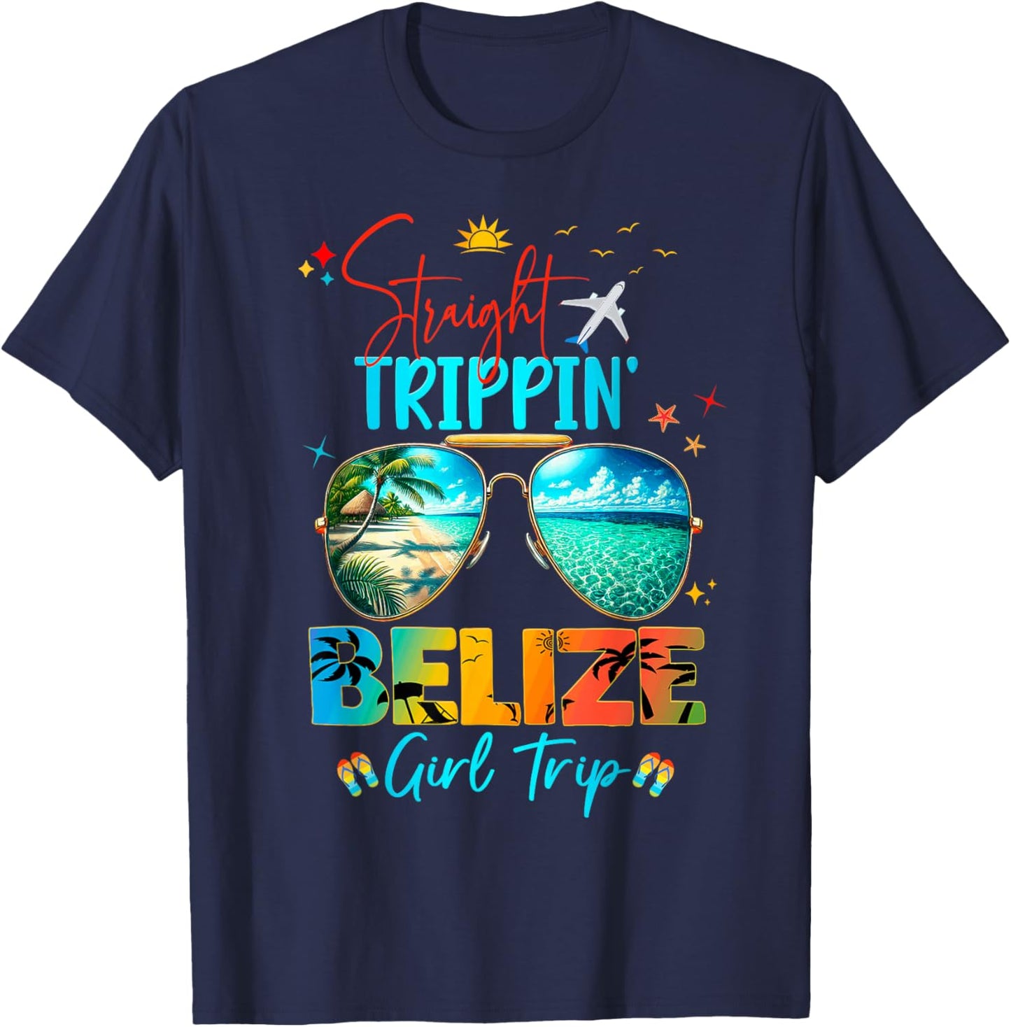Belize Vacay Straight Trippin' Birthday Cruise T-Shirt - T-Shirt | Navy