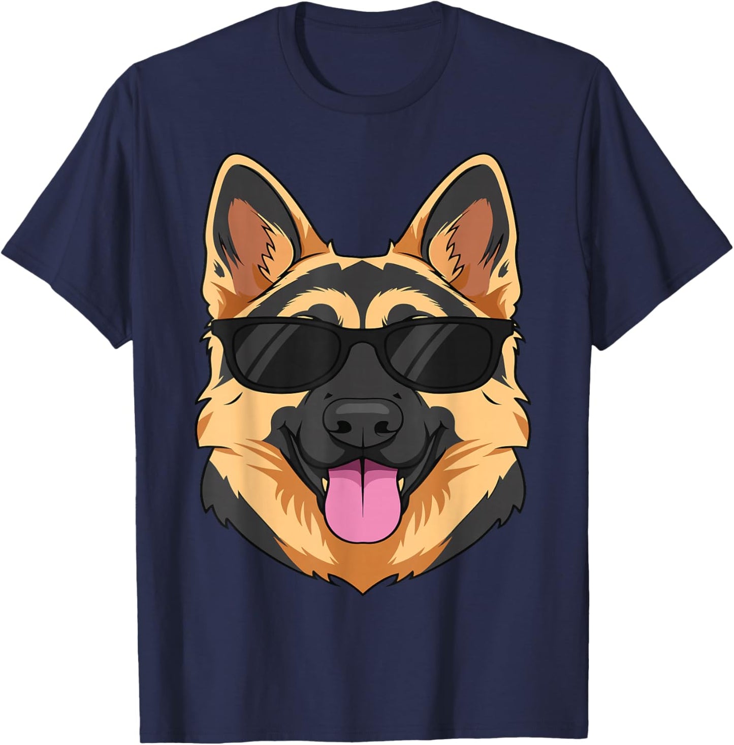 Funny German Shepherd Lover Cool Dog Sunglasses Canine Pets T-Shirt - T-Shirt | Navy