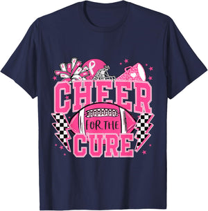 Cheer for The Cure Breast Cancer Awareness Cheerleader T-Shirt - T-Shirt | Navy