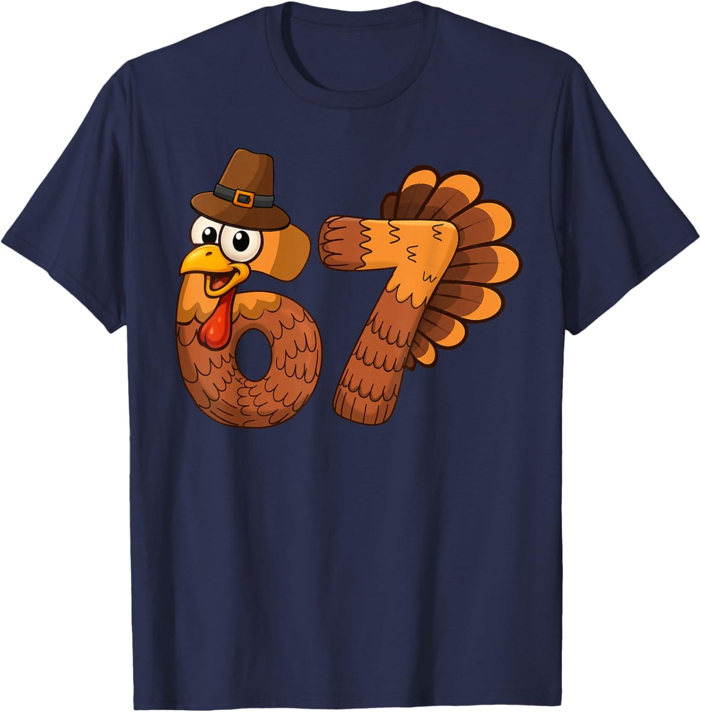 67 Funny Thanksgiving Turkey Meme Six Seven 6 7 Boys Kids T-Shirt - T-Shirt | Navy