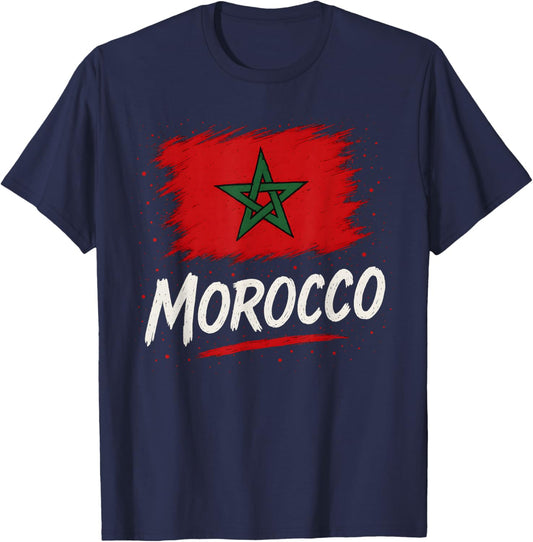 Morocco Moroccan Flag T-Shirt - T-Shirt | Navy