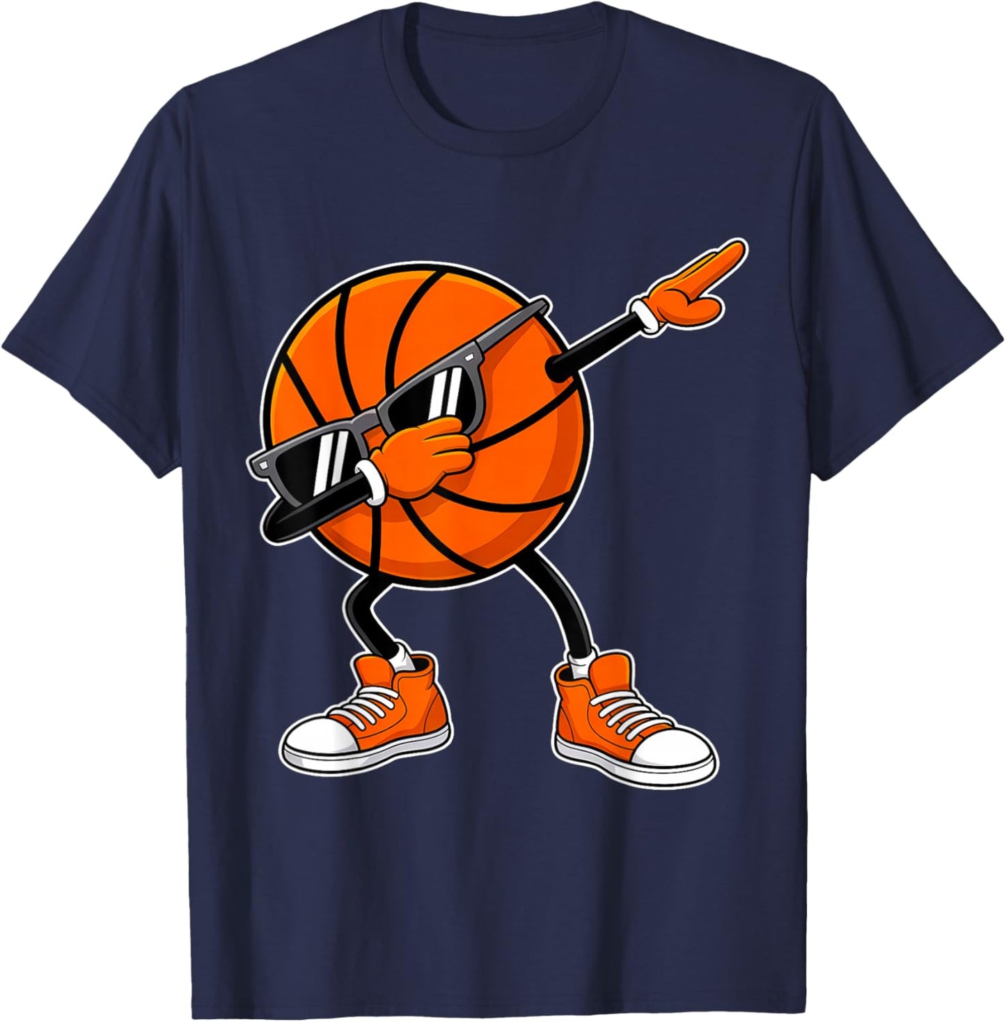 Dabbing Basketball Ball with Sunglasses Funny Game T-Shirt - T-Shirt | Navy