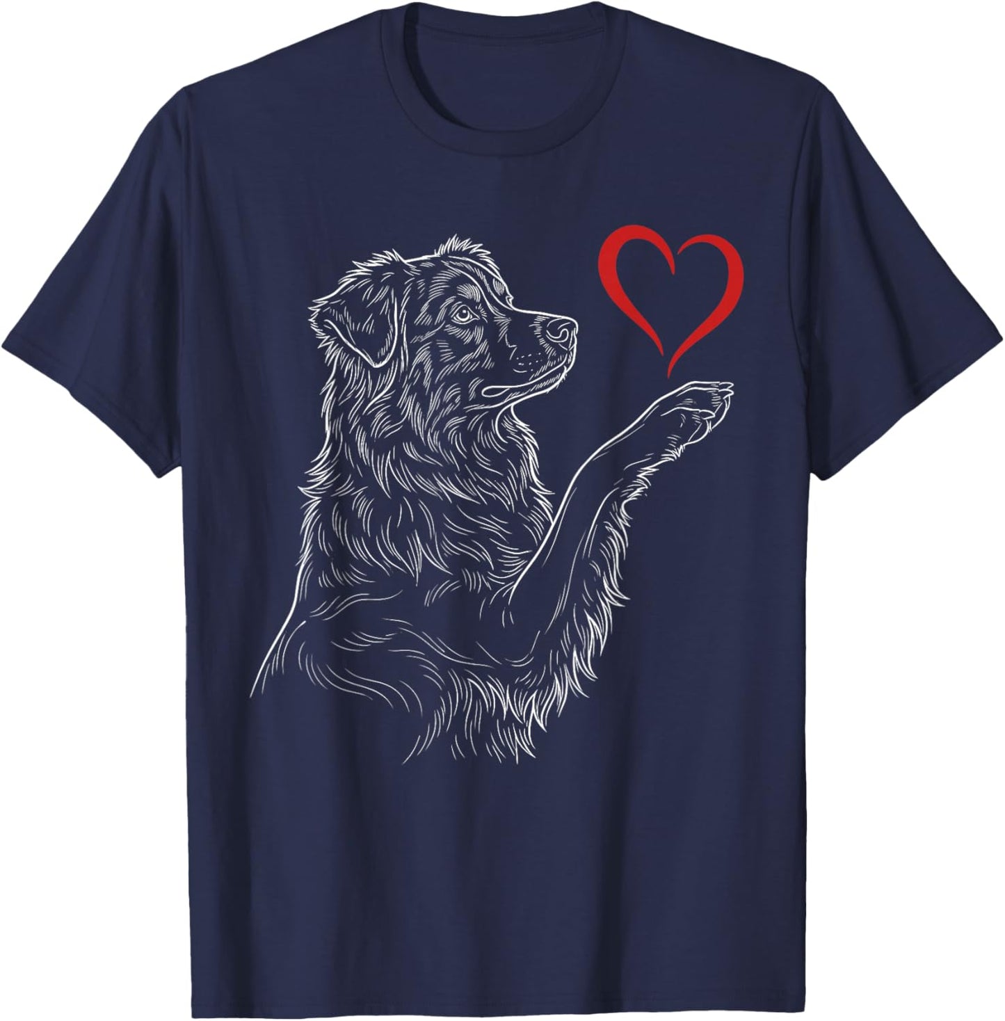 Australian Shepherd Lover Dog Holding Heart Valentines T-Shirt - T-Shirt | Navy