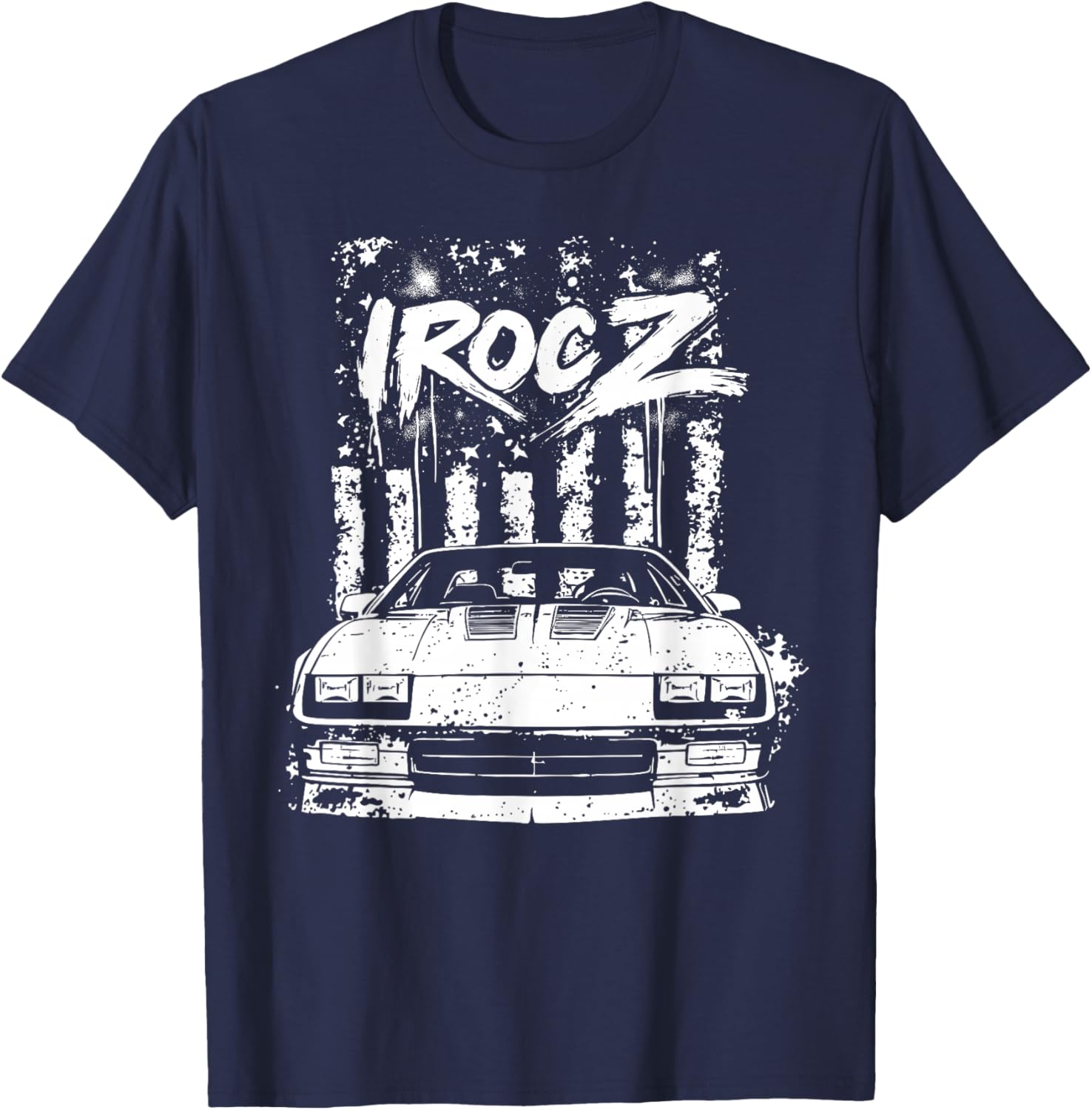 IROC Z Front Grill USA Flag Patriotic Muscle Car Classic T-Shirt - T-Shirt | Navy