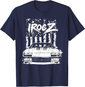 IROC Z Front Grill USA Flag Patriotic Muscle Car Classic T-Shirt - T-Shirt | Navy