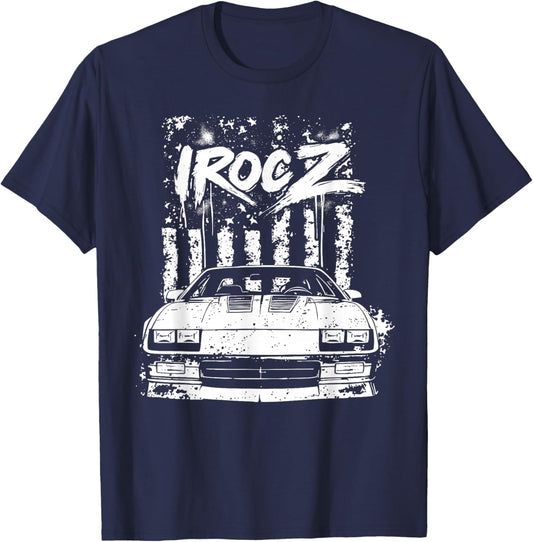 IROC Z Front Grill USA Flag Patriotic Muscle Car Classic T-Shirt - T-Shirt | Navy