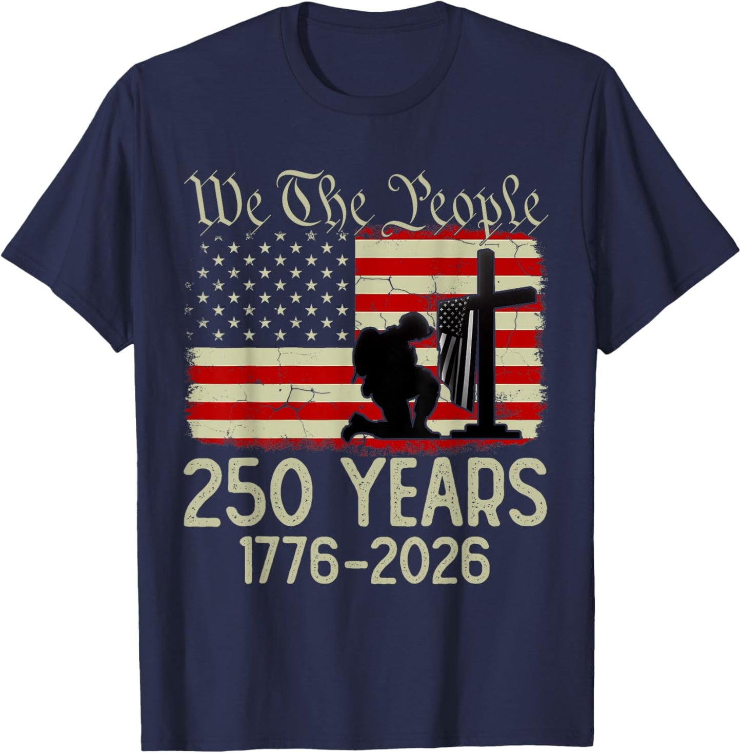 Flag Vintage 250 Years American 1776 2026 250th USA Birthday T-Shirt - T-Shirt | Navy