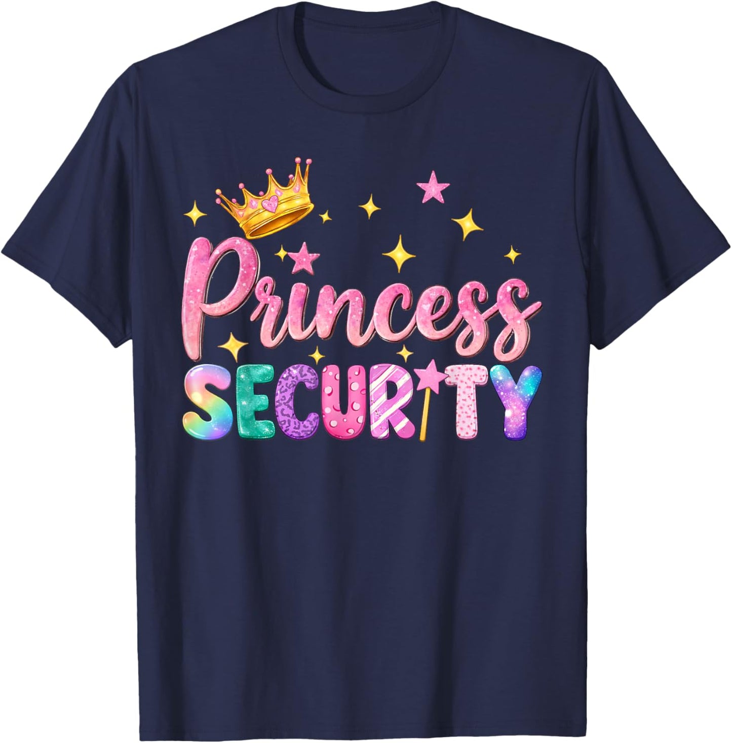 Princess Security Matching Birthday Family Kids Girls T-Shirt - T-Shirt | Navy