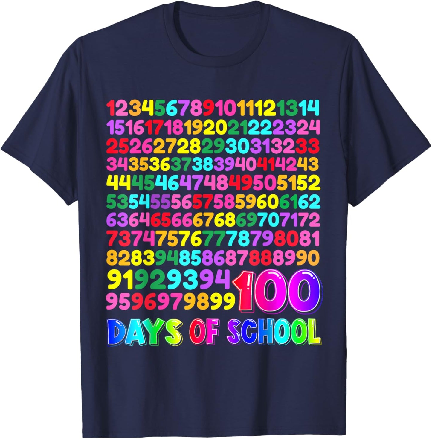 100th Day School Numbers Counting Celebration T-Shirt - T-Shirt | Navy