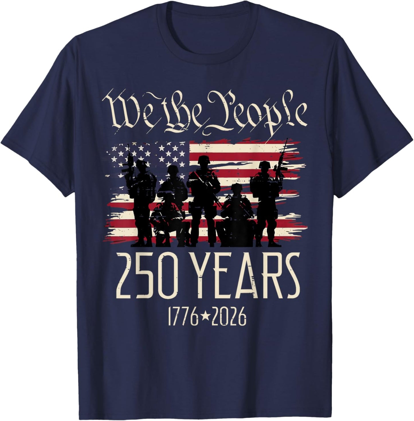 250 Years US Flag 250th Anniversary American Birthday USA T-Shirt - T-Shirt | Navy