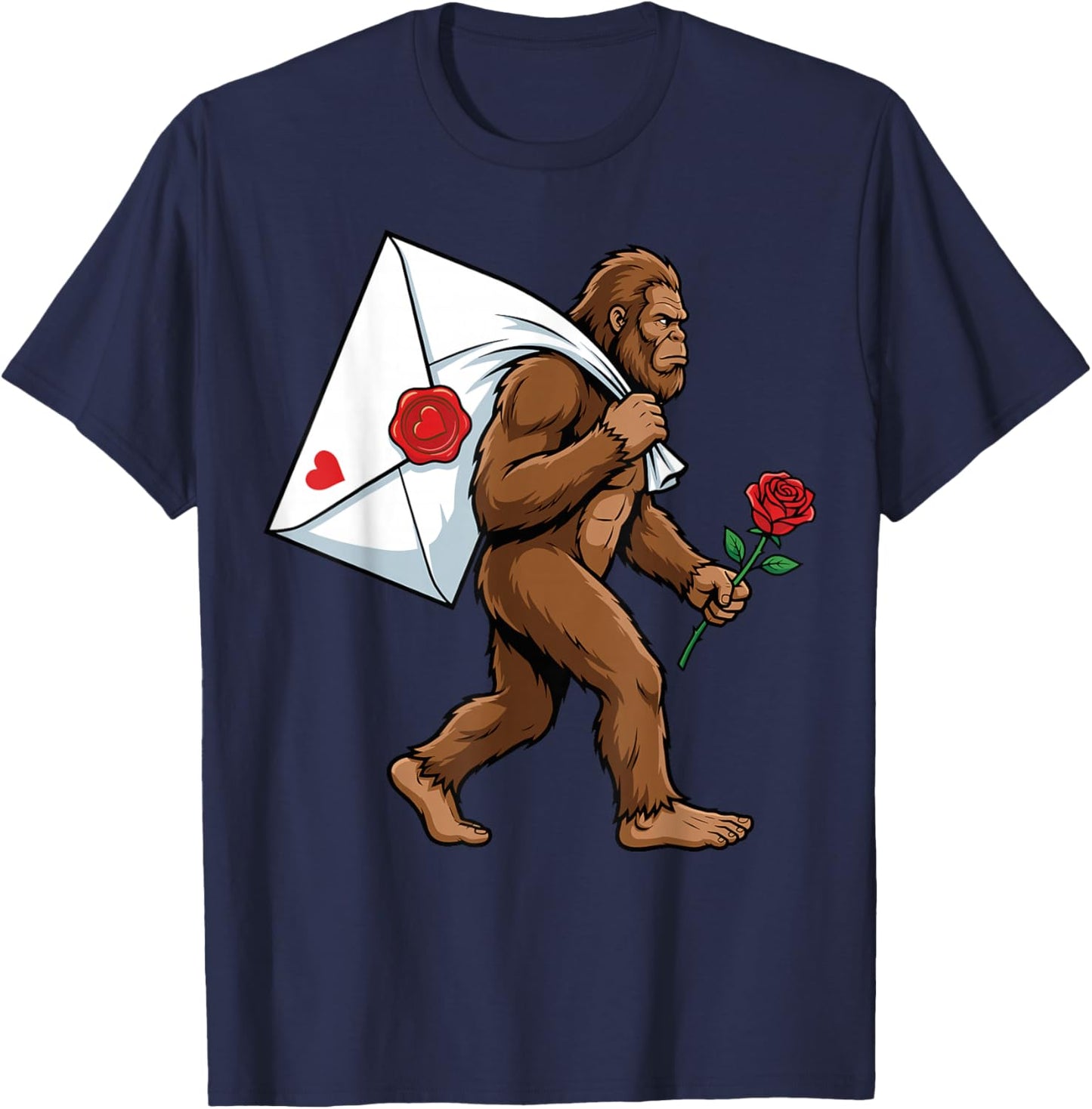 Funny Bigfoot Heart Love Valentines Day Boys Men T-Shirt - T-Shirt | Navy