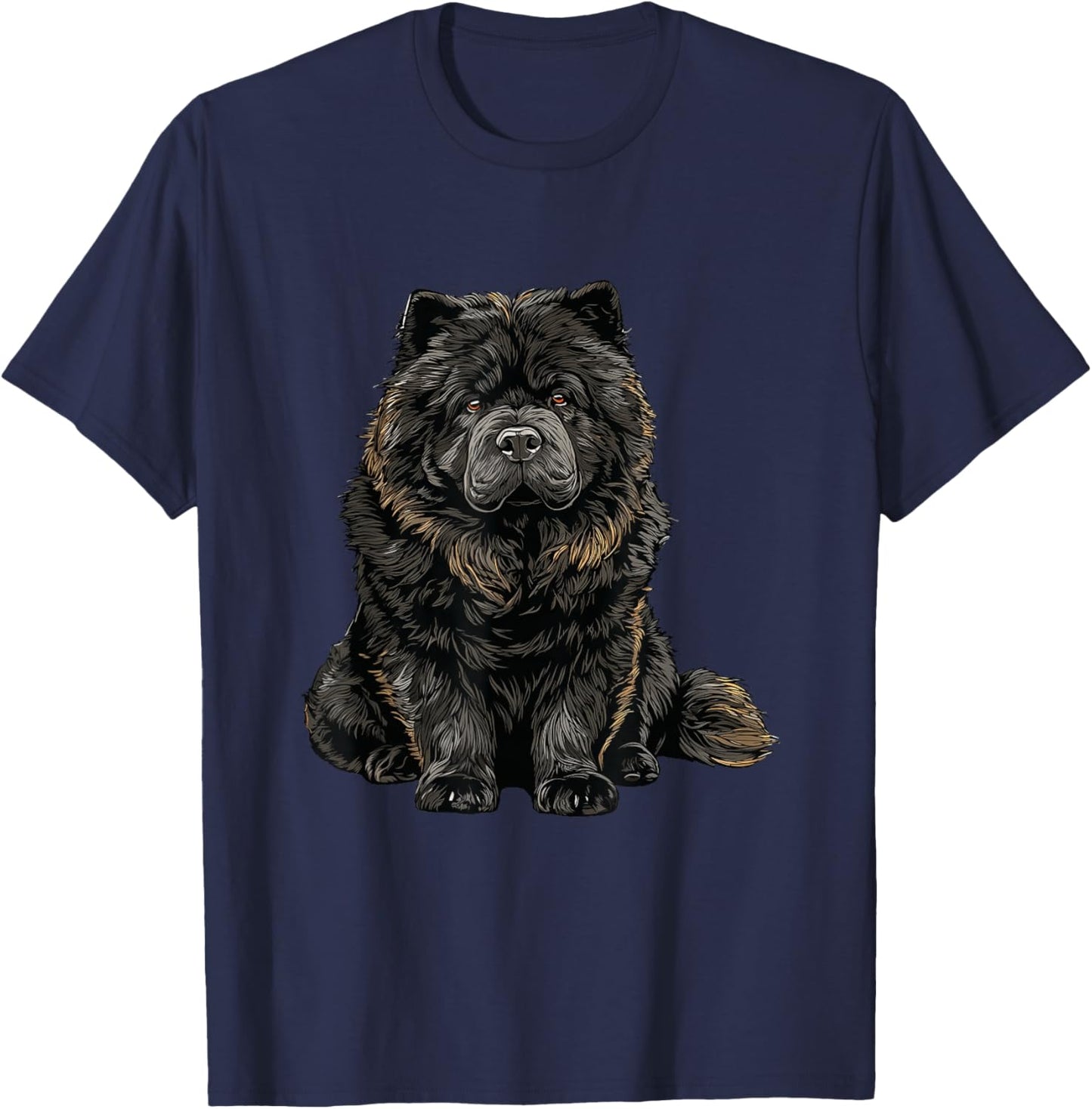 Black Chow Chow Dog Illustration T-Shirt - T-Shirt | Navy