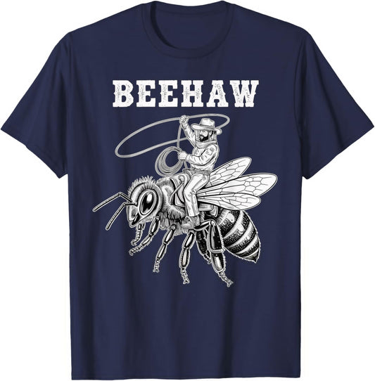 Beehaw Cowboy Beekeeper Honeybee Apiary Bees Beekeeping T-Shirt - T-Shirt | Navy