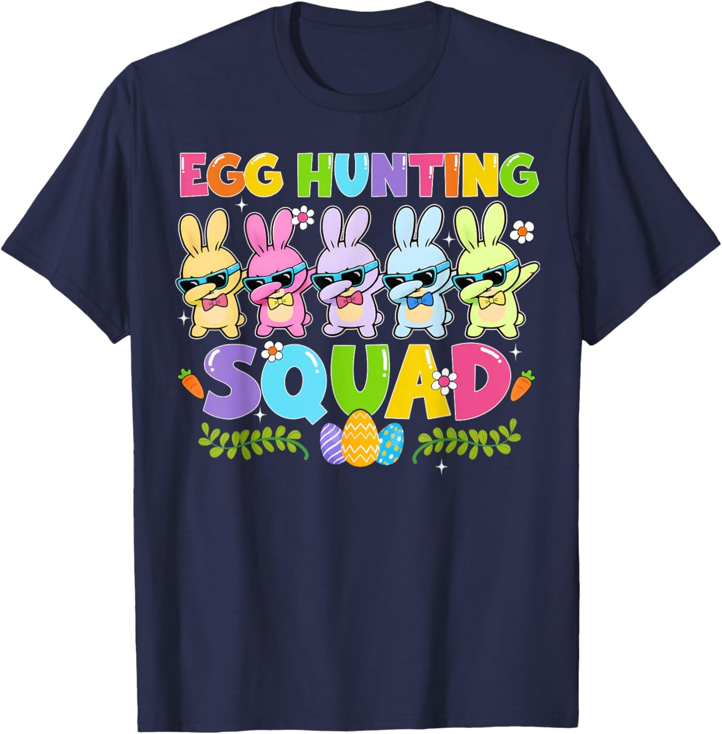 Happy Easter Day Bunny Egg Hunting Squad Boy Girl Kid T-Shirt - T-Shirt | Navy