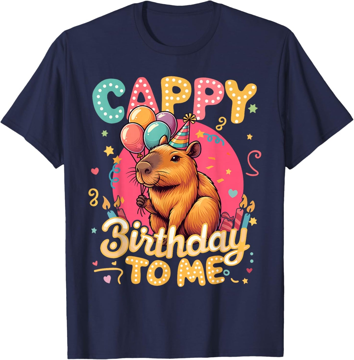 Cappy Birthday to Me Capy Birthday Cute Capybara Boys Girls T-Shirt - T-Shirt | Navy