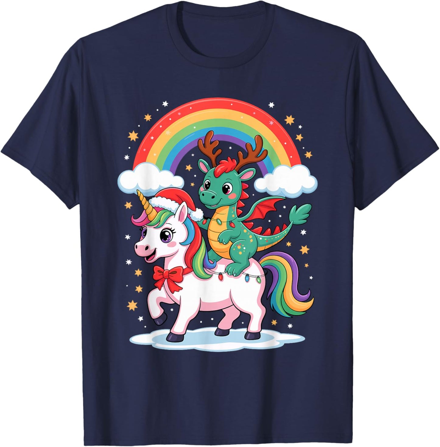 Dragon Unicorn Rainbow Dragons T-Shirt - T-Shirt | Navy