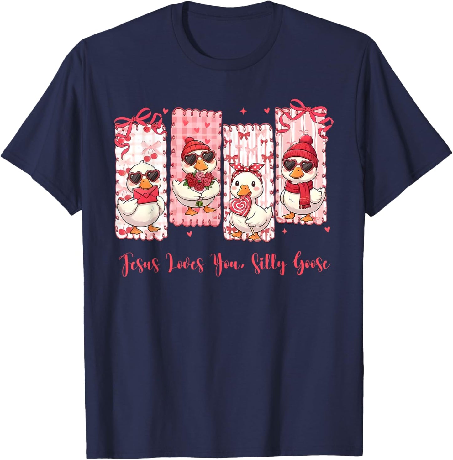 Just A Lovely Goose Cute Silly Goose Valentine's Day T-Shirt - T-Shirt | Navy