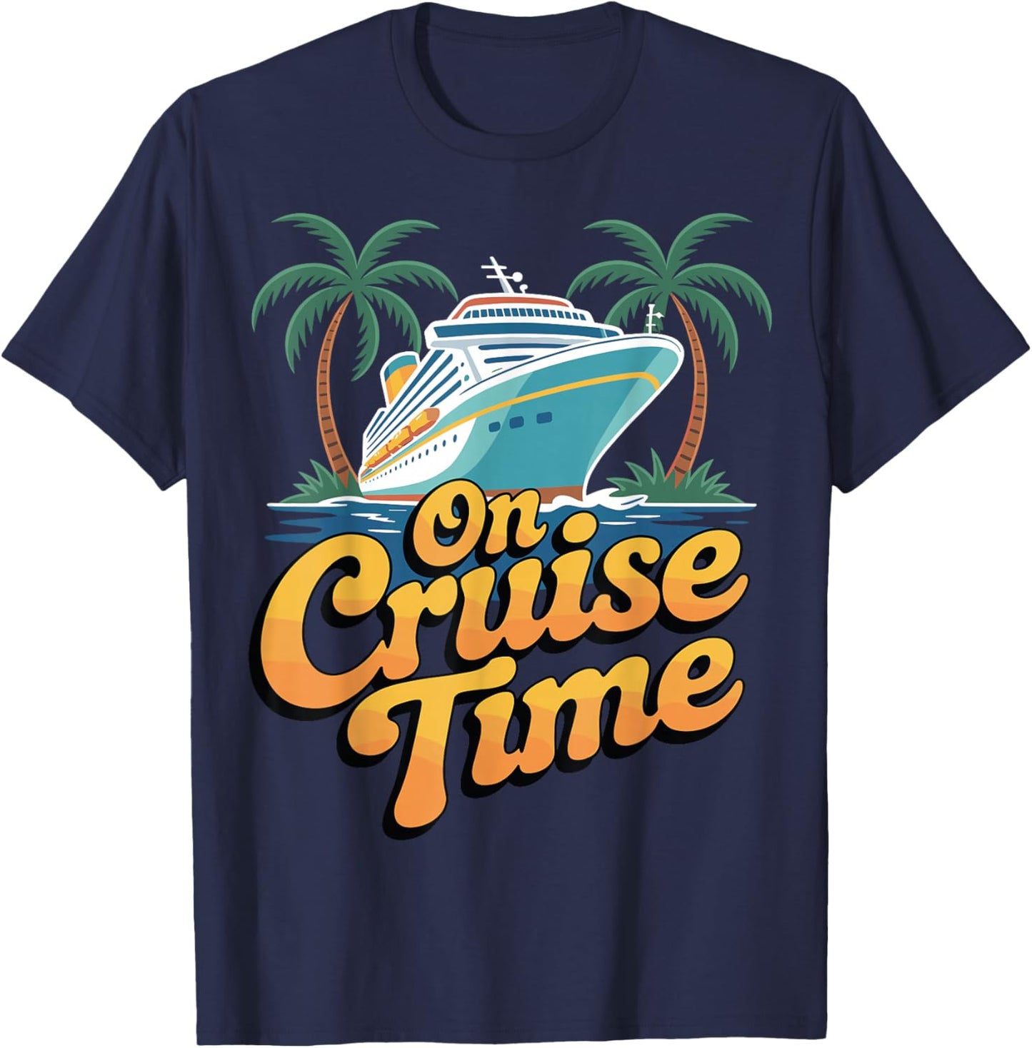 Retro Cruise Time Summer Travel Beach Adventure Ocean Relax T-Shirt - T-Shirt | Navy
